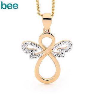 Bee Jewelry Angel 9 Karat glänzendes Gelbgold mit Diamanten, Modell 65599